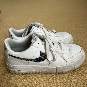 Nike Air Force with painted details - White and Black Women's Sneakers